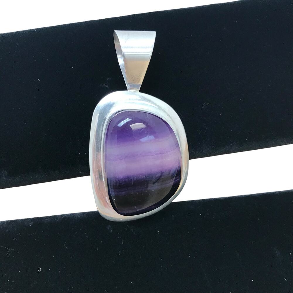 Mine Finds Jay King DTR Natural Fluorite Agate Pendant Purple Sterling Silver